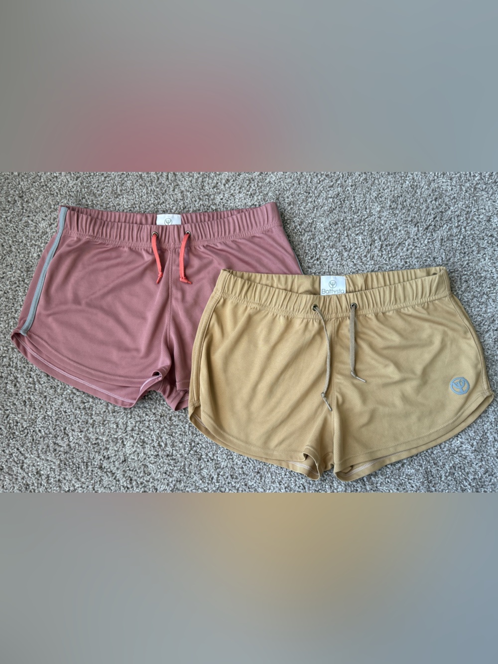 Athletic Shorts — Dusty Rose & Tan